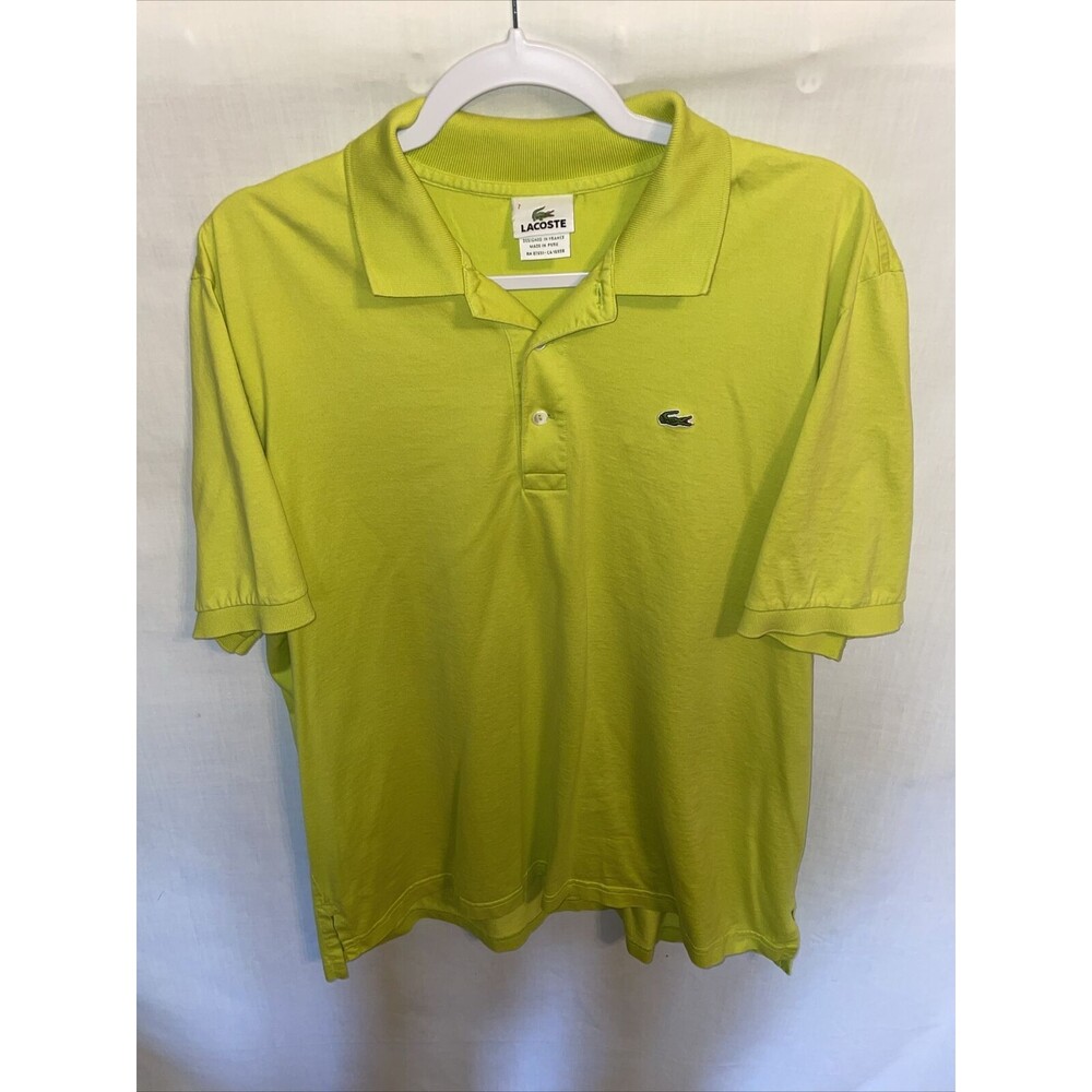 Lacoste Polo Shirt Men’s Size 7 U.S. XL Yellow Green Fishing Tennis Walking SS
